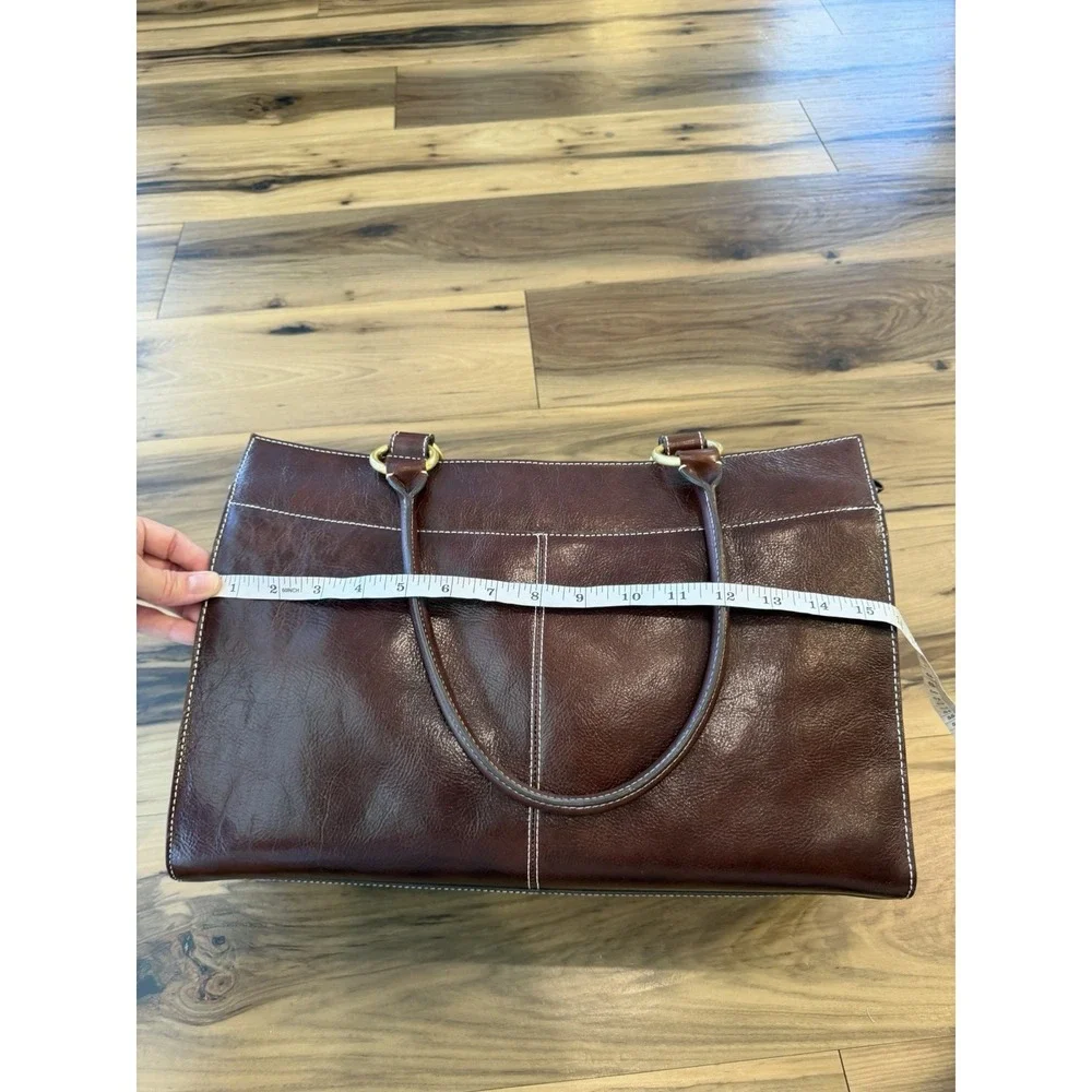 Vintage Franklin Covey Italian Leather Tote Bag Brown Work Organizer Purse - Picture 14 of 16